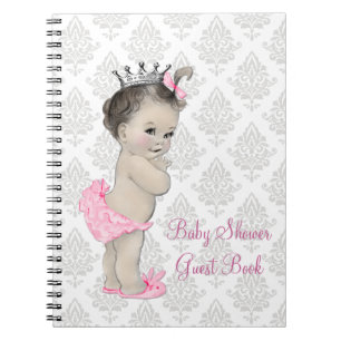 Pink Princess Gray Damask Baby Showroom Gästebuch Notizblock