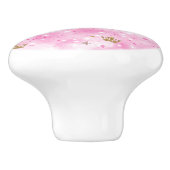 Pink Princess Hearts Stars Kronen Glitzer Sparkass Keramikknauf (Seitenansicht)