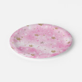 Pink Princess Herts Stars & Kronen Geburtstagspart Pappteller (Schrägansicht)