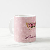 Pink Princess Kitten Rose Gold Blush Pink Glitzer Kaffeetasse (Vorderseite Links)