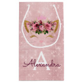 Pink Princess Kitten Rose Gold Blush Pink Glitzer Kleine Geschenktüte (Rückseite)