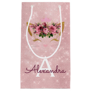 Pink Princess Kitten Rose Gold Blush Pink Glitzer Kleine Geschenktüte