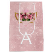 Pink Princess Kitten Rose Gold Blush Pink Glitzer Mittlere Geschenktüte (Rückseite)