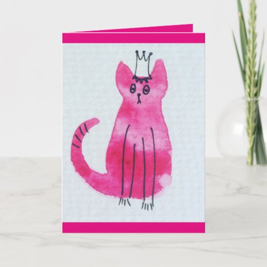Pink Princess Kitty Birthday Card Karte (Vorderseite)