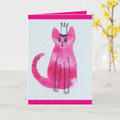Pink Princess Kitty Birthday Card Karte (Gelbe Blume)