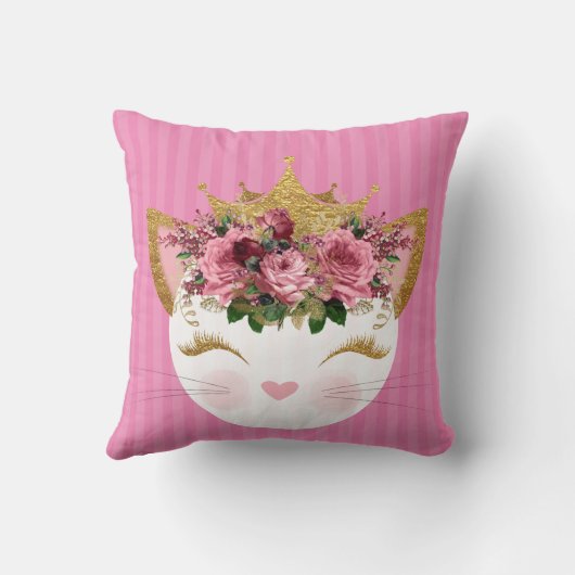 Pink Princess Kitty Throw Kissen (Rückseite)