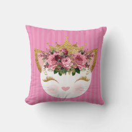 Pink Princess Kitty Throw Kissen
