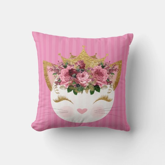 Pink Princess Kitty Throw Kissen (Vorderseite)