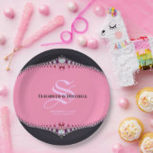 Pink Princess Lace Special Day Engagement Wedding Pappteller (Party)