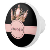 Pink Princess Monogram Tiara Girly Ceramic Knob Keramikknauf (Rechts)