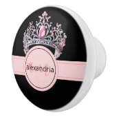 Pink Princess Monogram Tiara Girly Ceramic Knob Keramikknauf (Rechts)