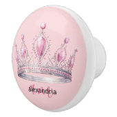 Pink Princess Monogram Tiara Girly Ceramic Knob Keramikknauf (Rechts)