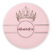 Pink Princess Monogram Tiara Girly Ceramic Knob Keramikknauf (Vorderseite)