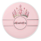 Pink Princess Monogram Tiara Girly Ceramic Knob Keramikknauf (Vorderseite)