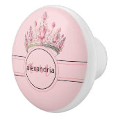 Pink Princess Monogram Tiara Girly Ceramic Knob Keramikknauf (Rechts)