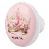 Pink Princess Monogram Tiara Girly Ceramic Knob Keramikknauf (Rechts)