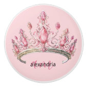 Pink Princess Monogram Tiara Girly Ceramic Knob Keramikknauf (Vorderseite)