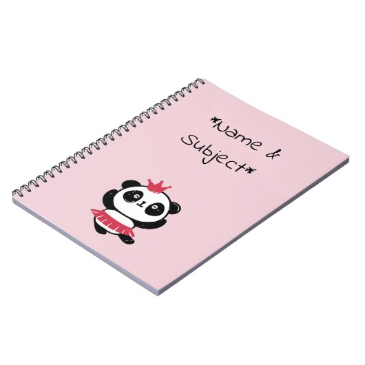 Pink Princess Panda Notebook Notizblock (Linke Seite)