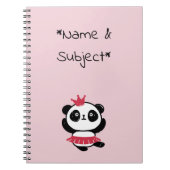 Pink Princess Panda Notebook Notizblock (Vorderseite)
