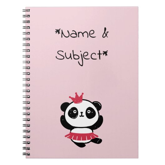 Pink Princess Panda Notebook Notizblock (Vorderseite)