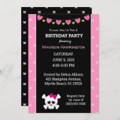 Pink Princess Pirate Skull Birthday Einladung (Vorne/Hinten)