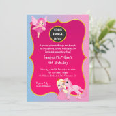 Pink Princess Pony Geburtstag Einladung (Stehend Vorderseite)