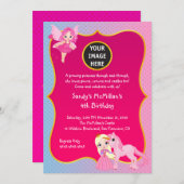 Pink Princess Pony Geburtstag Einladung (Vorne/Hinten)