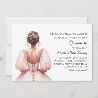 Pink Princess Quinceañera Geburtstagspartei Einladung