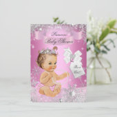 Pink Princess Snowflake Baby Dusche laden ein Einladung (Stehend Vorderseite)