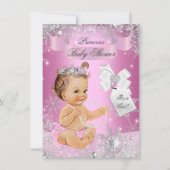 Pink Princess Snowflake Baby Dusche laden ein Einladung (Vorderseite)
