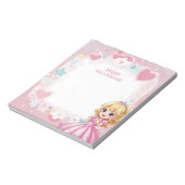 Pink Princess Thema Blonde Personalisiert Mitzvah Notizblock (Rotiert)
