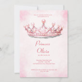 Pink Princess Tiara Fairytale Birthday Party Einladung (Vorderseite)