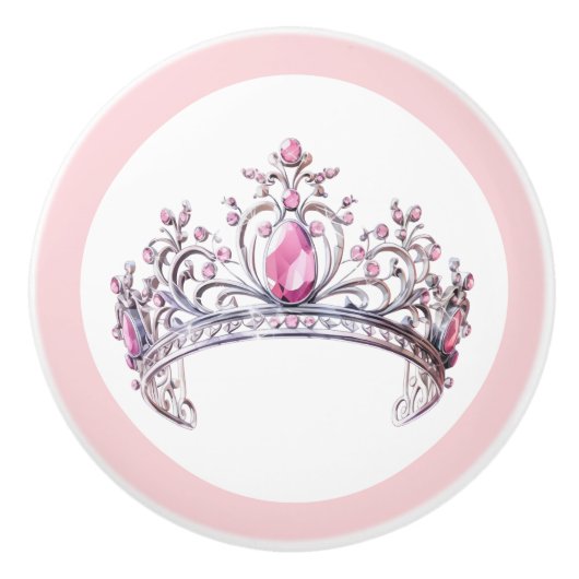 Pink Princess Tiara Girly Ceramic Knob Keramikknauf (Vorderseite)