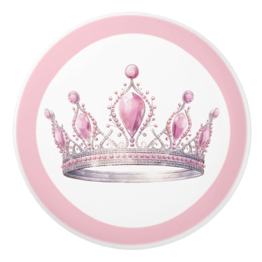 Pink Princess Tiara Girly Ceramic Knob Keramikknauf (Vorderseite)
