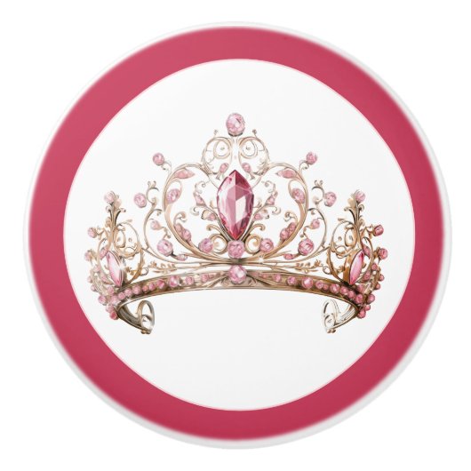 Pink Princess Tiara Girly Ceramic Knob Keramikknauf (Vorderseite)