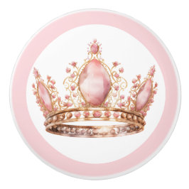 Pink Princess Tiara Girly Ceramic Knob Keramikknauf