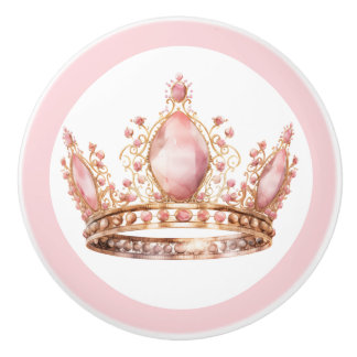 Pink Princess Tiara Girly Ceramic Knob Keramikknauf