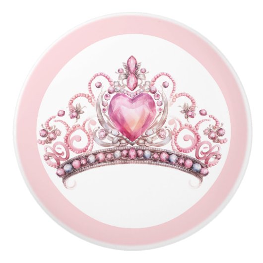 Pink Princess Tiara Girly Ceramic Knob Keramikknauf (Vorderseite)