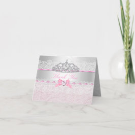 Pink Princess Tiara & Lace Danke Karte