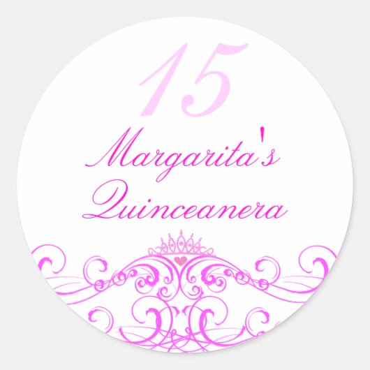 Pink Princess Tiara Quinceanera Sticker (Vorderseite)