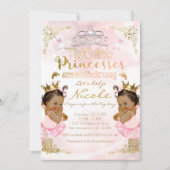 Pink Princess Tutu & Crown Twin Girls Babydusche Einladung (Vorderseite)