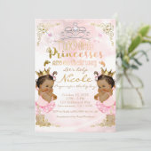 Pink Princess Tutu & Crown Twin Girls Babydusche Einladung (Stehend Vorderseite)