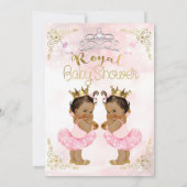 Pink Princess Tutu & Crown Twin Girls Babydusche Einladung (Rückseite)