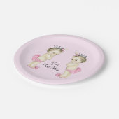Pink Princess Twin Baby Girl Pappteller (Schrägansicht)