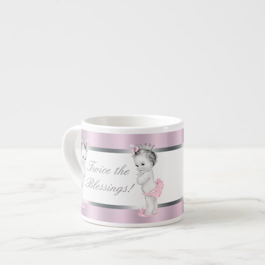 Pink Princess Twin Girl Baby Cups Espressotasse (Vorderseite Links)
