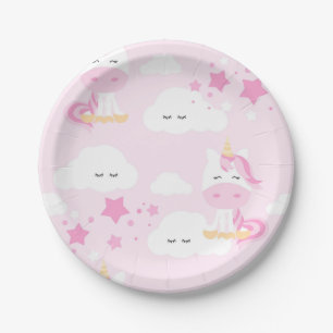 Pink Princess & Unicorn Party Plates Pappteller