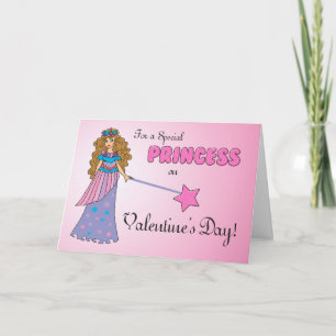 Pink Princess Valentine's Day Feiertagskarte