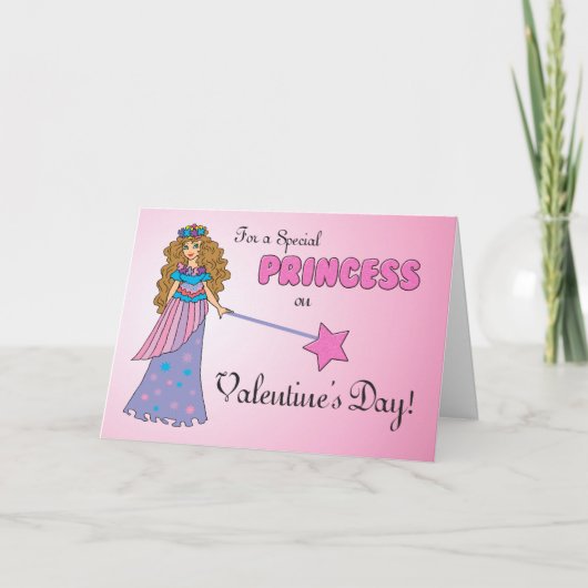 Pink Princess Valentine's Day Feiertagskarte (Vorderseite)