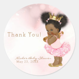 Pink Princess Vintag Black Baby Girl Dusche Gefall Runder Aufkleber