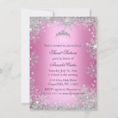 Pink Princess Winter Wonderland Sweet 16 Einladung (Rückseite)